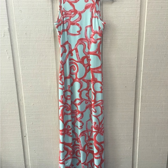 JMcLaughlin Floral Maxi Dress - coral and teal size small - Picture 2 of 2
